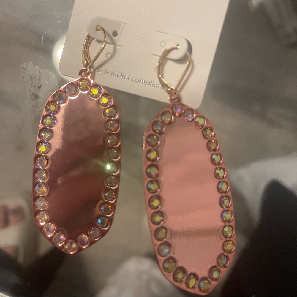 Rose gold metal studded earrings